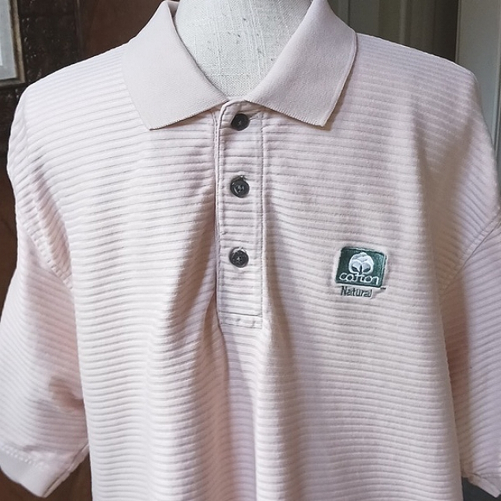 IZOD Vintage Double Mercerized 100% Cotton Ribbed Polo Shirt Pinkish Size XL/TG